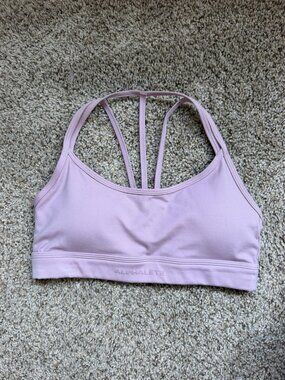 Alphalete Alphalux Tri Bra Purple Dove Small light pink gym sports bra yoga